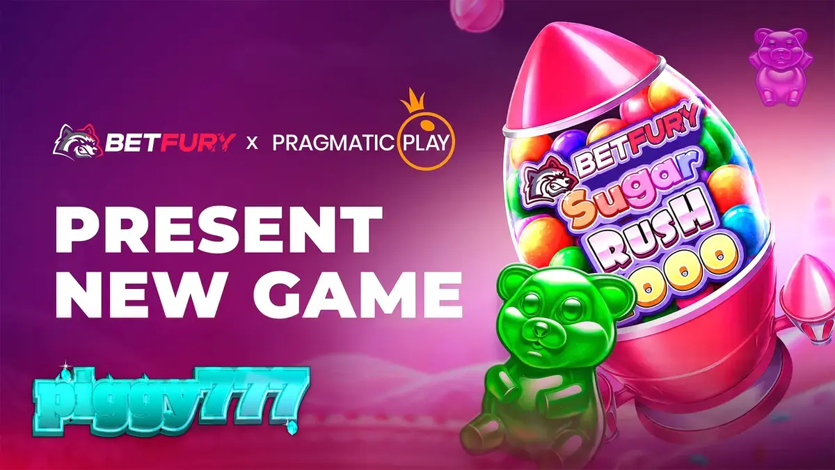 Tampilan visual slot BetFury Sugar Rush 1000 dengan tema permen yang cerah
